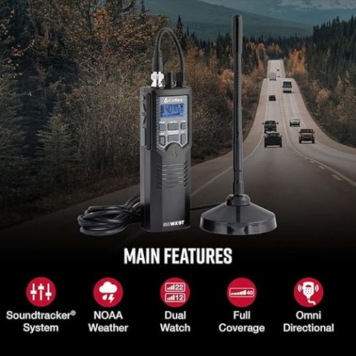 코브라 Cobra HHRT50 Road Trip CB Radio - 2-Way Handheld Emergency Radio with Access to Full 40 Channels & NOAA Alerts, Rooftop Magnet Mount Antenna and Omni-Directional Microphone, Black, 6.3