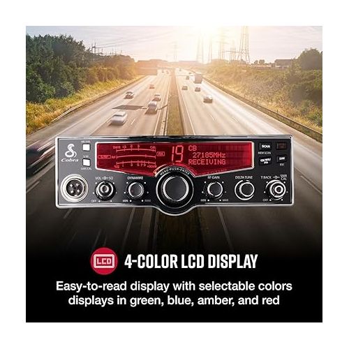 코브라 Cobra 29LX AM Professional CB Radio - Emergency Radio, Travel Essentials, NOAA Weather Channels and Emergency Alert System, Selectable 4-Color LCD, Auto-Scan and Radio Check, Black