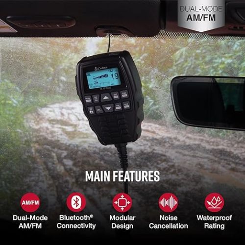 코브라 Cobra 75 All Road Wireless CB Radio - Dual-Mode AM/FM, Full 40 Channels, Bluetooth Connectivity, Digital Noise Cancellation, Waterproof, Instant Channel 9, 4-Watt Output, Easy to Operate, Black