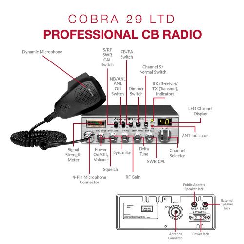 코브라 [아마존베스트]Cobra 29LTD Professional CB Radio - Instant Channel 9, 4 Watt Output, Full 40 Channels, SWR Calibration