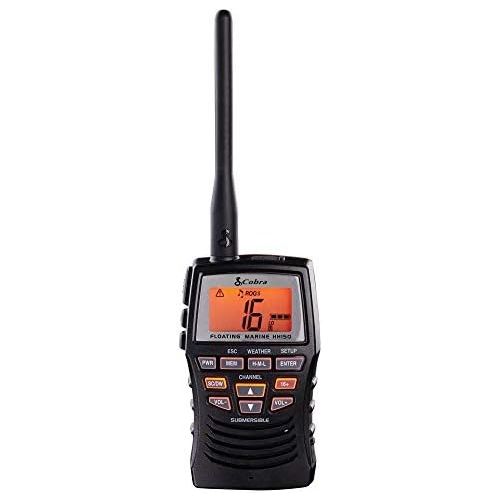 코브라 Cobra Marine Radio - MR HH150 FLT - 3 Watt, Floating, Long Range, Handheld, VHF Radio, NOAA, International, Waterproof, Submersible, Weather Alerts, LCD Screen, Belt Clip