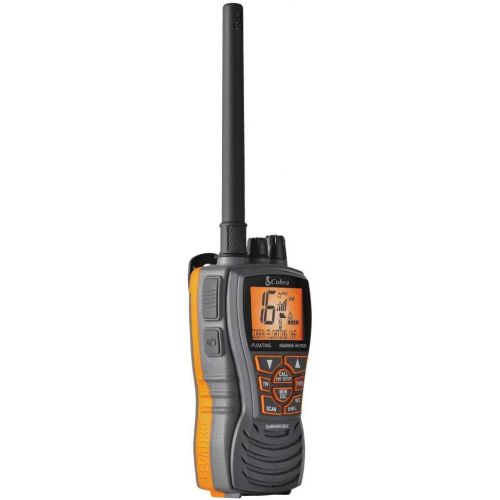 코브라 [아마존베스트]Cobra MR HH350 FLT Handheld Floating VHF Radio  6 Watt, Submersible, Noise Cancelling Mic, Backlit LCD Display, NOAA Weather, Memory Scan, Grey