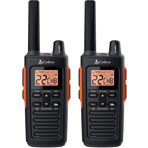 코브라 Cobra RX680 2 Watt Rugged Walkie Talkies - Waterproof & Dustproof, Rechargeable, Long Range up to 38-Mile Two Way Radio with NOAA Weather Alert & VOX ( 2 Pack )