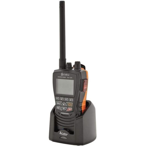 코브라 Cobra MR HH600FLTBTGPS Handheld Floating VHF Radio ? 6 Watt, GPS, Bluetooth, Submersible, Noise Cancelling Mic, Backlit LCD Display, Memory Scan, Grey