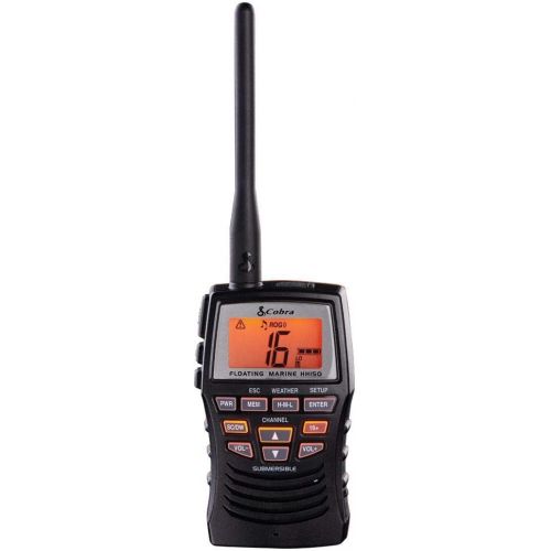 코브라 Cobra Marine Radio - MR HH150 FLT - 3 Watt, Floating, Long Range, Handheld, VHF Radio, NOAA, International, Waterproof, Submersible, Weather Alerts, LCD Screen, Belt Clip