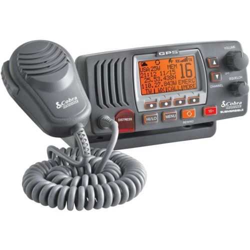 코브라 Cobra MR F77B GPS Fixed Mount VHF Marine Radio ? 25 Watt VHF, Built-In GPS Receiver, Submersible, LCD Display, Noise Cancelling Mic, NOAA Weather, Signal Strength Meter, Scan Chann