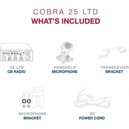코브라 [아마존베스트]Cobra 25LTD Professional CB Radio - Emergency Radio, Travel Essentials, Instant Channel 9, 4 Watt Output, Full 40 Channels, 9 Foot Cord, 4 Pin Connector
