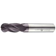 Cobra Carbide Micro Grain Solid Carbide Regular Length General End Mill, Uncoated (Bright) Finish, 4 Flute, 30 Degrees Helix, Ball Nose End,