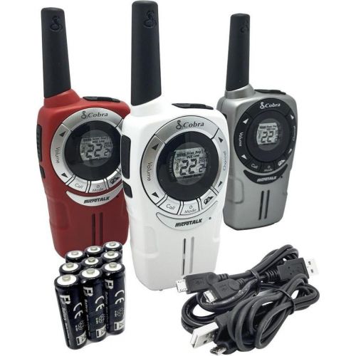 코브라 Class A Manufacturer Refurbished. Cobra SOHO Series 3 Pack 24.9 Mile 22-Channel 2-Way Radios Walkie Talkies ACXT360 one of Each Color Included!