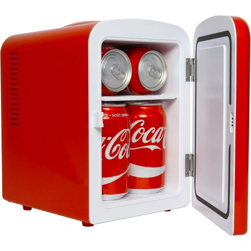  [아마존베스트]Coca-Cola New Red Polar Bear Portable 6 Can Thermoelectric Mini Fridge Cooler/Warmer, 4 L/4.2 Quarts Capacity, 12V DC/110V AC Plugs Included Great for Home, Dorm, Car, Boat, Bevera