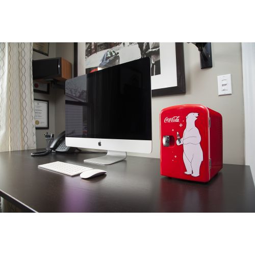  Coca-Cola Personal 6 Can Portable Mini Fridge with Warming, Red