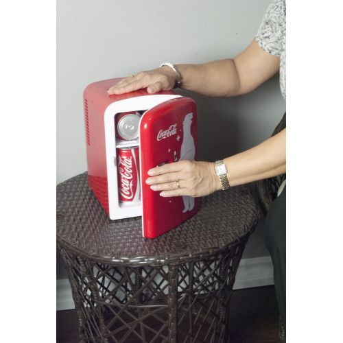  Coca-Cola Personal 6 Can Portable Mini Fridge with Warming, Red