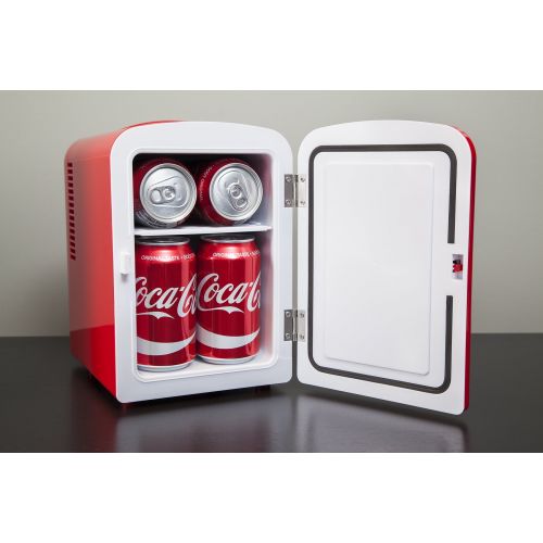  Coca-Cola Personal 6 Can Portable Mini Fridge with Warming, Red