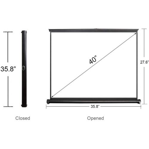 Cocar 50 Portable Projection Screen for Mini/Professional LED/LCD/DLP Projector Self Standing Pull-Out Style Indoor Outdoor Home Cinema Meeting - 4:3/16:9