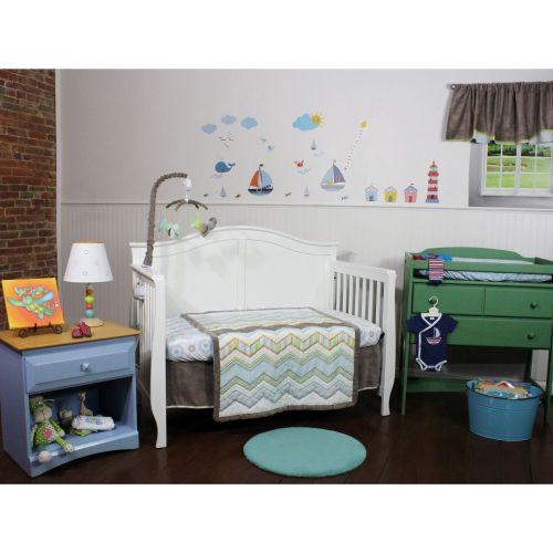  Cocoa Accent Chevron 4 Piece Nursery Bedding Setby Nurture Imagination