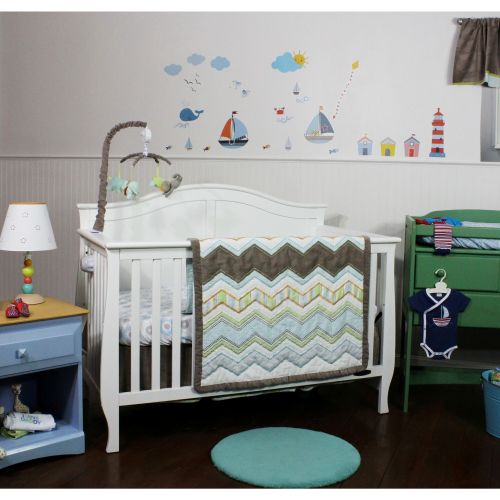  Cocoa Accent Chevron 4 Piece Nursery Bedding Setby Nurture Imagination