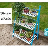 Cocoarm Flower Multi Layer Foldable Plant Pots Rack Stand Shelf for Balcony Room Garden Patio(Blue+White),