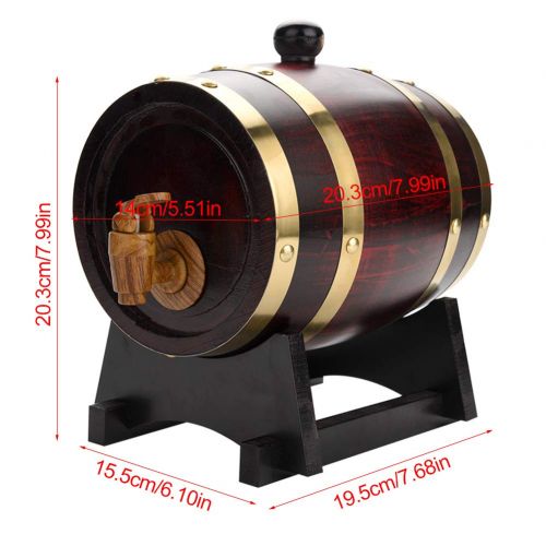  Cocoarm Vintage Wood Oak Timber Wine Barrel, Handcrafted Barrel Dispenser for Whiskey Bourbon Tequila, Age your own Beer Wine Bourbon Tequila Hot Sauce & More (1.5L)