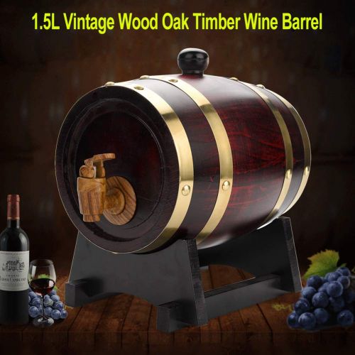  Cocoarm Vintage Wood Oak Timber Wine Barrel, Handcrafted Barrel Dispenser for Whiskey Bourbon Tequila, Age your own Beer Wine Bourbon Tequila Hot Sauce & More (1.5L)