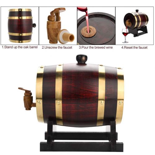  Cocoarm Vintage Wood Oak Timber Wine Barrel, Handcrafted Barrel Dispenser for Whiskey Bourbon Tequila, Age your own Beer Wine Bourbon Tequila Hot Sauce & More (1.5L)