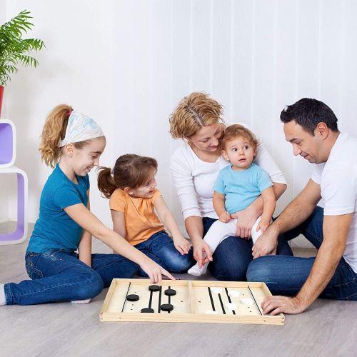  Cocobays Fast Sling Puck Game Large, Sling Games,Puck Game ,Table Game, Wood Board Sport Toys ,10 Chess Pieces for Kids Child & Family (Large Size)