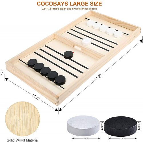  Cocobays Fast Sling Puck Game Large, Sling Games,Puck Game ,Table Game, Wood Board Sport Toys ,10 Chess Pieces for Kids Child & Family (Large Size)