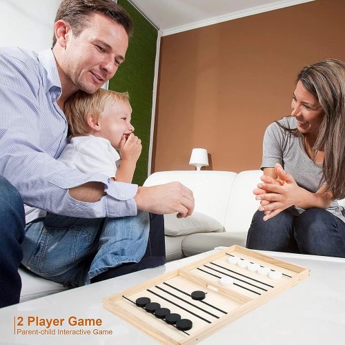  Cocobays Fast Sling Puck Game Large, Sling Games,Puck Game ,Table Game, Wood Board Sport Toys ,10 Chess Pieces for Kids Child & Family (Large Size)
