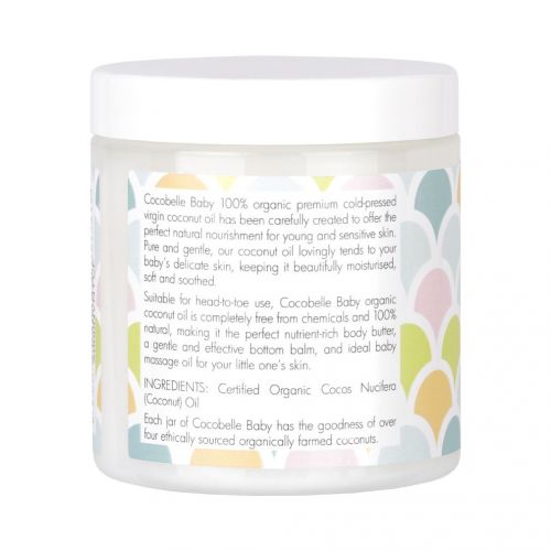  Cocobelle Baby Pure & Gentle Premium 100% Organic Virgin Coconut Oil for Babies  Perfect for Dry Skin, Eczema, Scalp/Cradle Cap, Bottom Balm, Nappy Rash Balm, Sores, Flaky Skin &