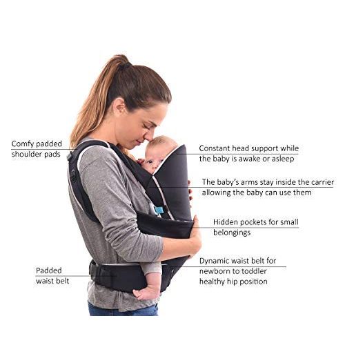 Cococho Front and Back Baby Carrier - from Infant to Toddler, Ergonomic, Safe and Easiest Wearing Method. Teething Pads are Included.
