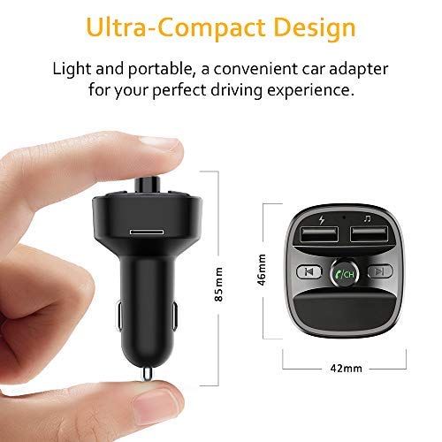  [아마존 핫딜]  [아마존핫딜]Cocoda Bluetooth FM Transmitter fuer Auto, Blaue Umgebende Leuchte Drahtloser Radio Kfz-Empfanger Adapter mit Freisprecheinrichtung, Dual USB Ladegerat 5V/2,4A und 5V/1A, SD-Karte,