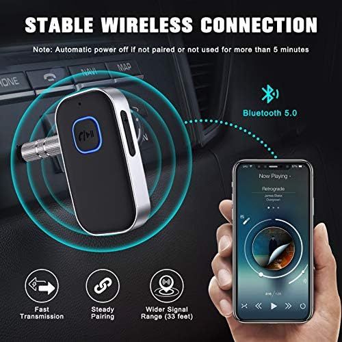  [아마존베스트]-Service-Informationen Cocoda Bluetooth Car Adapter, Wireless Aux Bluetooth 5.0 Adapter with Hands-Free Calls, Bluetooth Receiver for Car, Headphones and Home Stereo Systems (16 Hours Battery Life, Dual