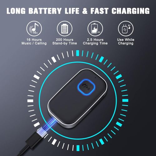  [아마존베스트]-Service-Informationen Cocoda Bluetooth Car Adapter, Wireless Aux Bluetooth 5.0 Adapter with Hands-Free Calls, Bluetooth Receiver for Car, Headphones and Home Stereo Systems (16 Hours Battery Life, Dual