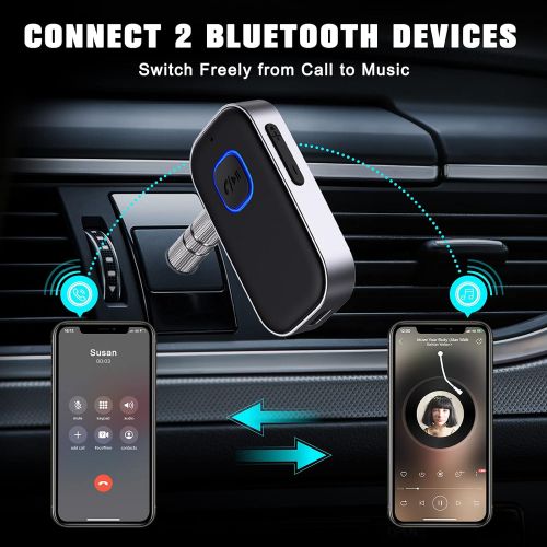  [아마존베스트]-Service-Informationen Cocoda Bluetooth Car Adapter, Wireless Aux Bluetooth 5.0 Adapter with Hands-Free Calls, Bluetooth Receiver for Car, Headphones and Home Stereo Systems (16 Hours Battery Life, Dual