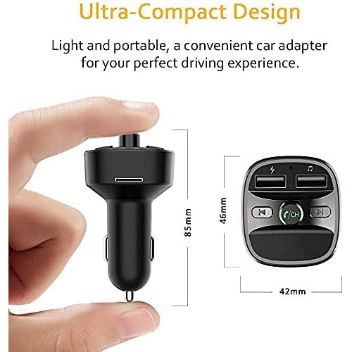  [아마존베스트]-Service-Informationen Cocoda Bluetooth FM Car Transmitter, Blue Ambient Light, Wireless Radio Car Receiver Adapter with Hands-Free Kit, Dual USB Charger 5 V/2.4 A and 5 V/1 A, SD Card, USB Disk