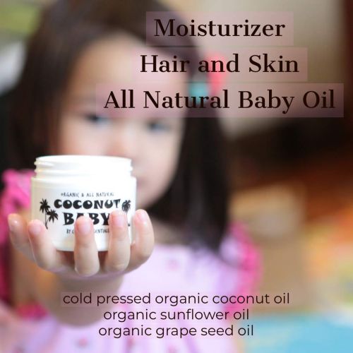  Coconut Essentials Coconut Baby Oil Organic Moisturizer - Vitamin E Oil for Hair and Skin Care - Cradle Cap Treatment, Eczema and Psoriasis Relief - Massage - Sensitive Skin, Diaper Rash Guard, Stret