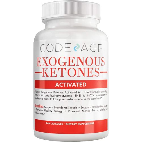  Code Age Codeage Exogenous Ketones Capsules - 240 Count - Keto Diet Supplement with BHB Salts as Exogenous Ketones, Electrolytes and Caffeine