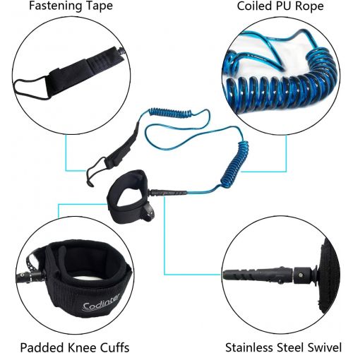  Codinter Surfboard Leash, 12ft Coiled Paddle Board Leash Leg Rope for SUP Safe Surfing