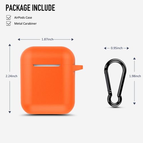  AirPods Case, Coffea Protective Silicone Cover Skin with Keychain for AirPods 2 Wireless Charging Case [Front LED Visible] (Vibrant Orange)