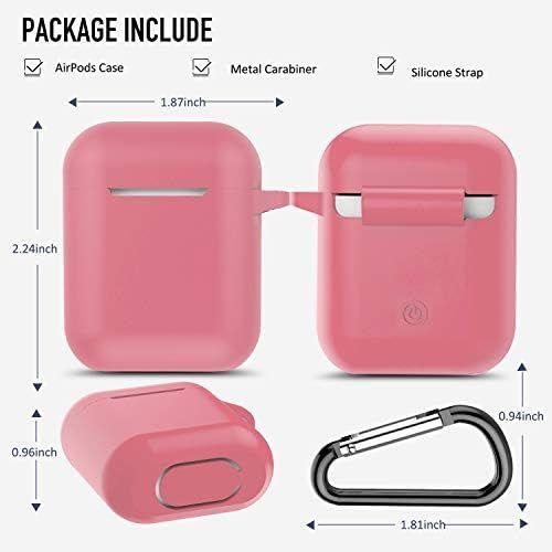  Airpods Case, Coffea AirPods Accessories Shockproof Case Cover Portable & Protective Silicone Skin Cover Case for Airpods 2 & 1 (Front LED Not Visible) - Dusty Rose