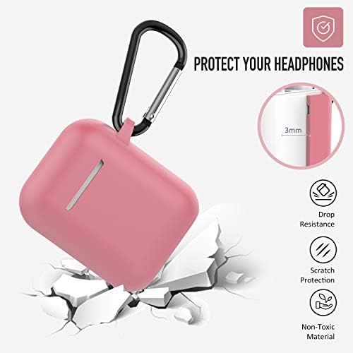  Airpods Case, Coffea AirPods Accessories Shockproof Case Cover Portable & Protective Silicone Skin Cover Case for Airpods 2 & 1 (Front LED Not Visible) - Dusty Rose