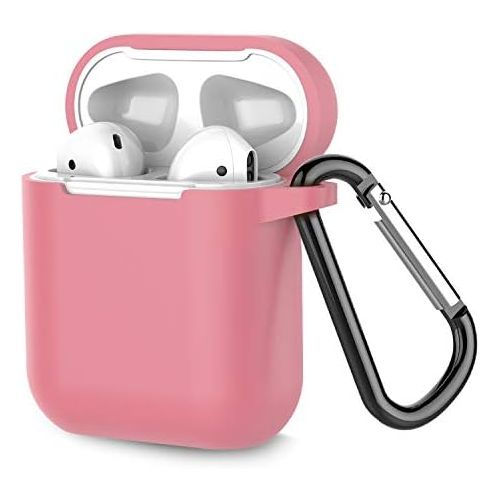  Airpods Case, Coffea AirPods Accessories Shockproof Case Cover Portable & Protective Silicone Skin Cover Case for Airpods 2 & 1 (Front LED Not Visible) - Dusty Rose