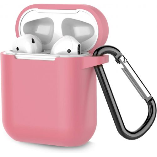  Airpods Case, Coffea AirPods Accessories Shockproof Case Cover Portable & Protective Silicone Skin Cover Case for Airpods 2 & 1 (Front LED Not Visible) - Dusty Rose