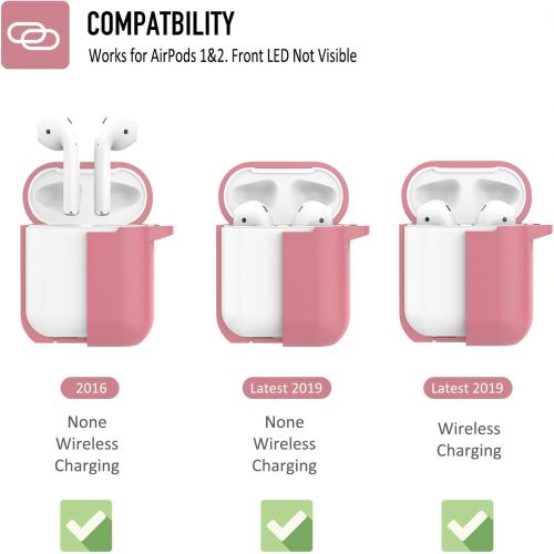  Airpods Case, Coffea AirPods Accessories Shockproof Case Cover Portable & Protective Silicone Skin Cover Case for Airpods 2 & 1 (Front LED Not Visible) - Dusty Rose