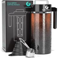 Coffee Gator Cold Brew Coffee Maker - 47 oz Iced Tea and Cold Brew Maker and Pitcher w/Glass Carafe, Filter, Funnel & Measuring Scoop - Black
