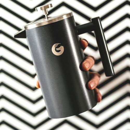  Coffee Gator French-Press-Kaffeebereiter  Heisser-fuer-Langer-Thermobrueher  Plus Reiseglas  Grosse Kapazitat, doppelwandig isoliert, spuelmaschinengeeigneter Edelstahl  1 Liter  G