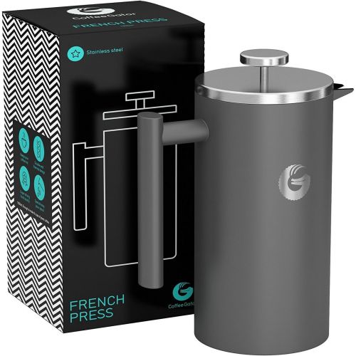  Coffee Gator French-Press-Kaffeebereiter  Heisser-fuer-Langer-Thermobrueher  Plus Reiseglas  Grosse Kapazitat, doppelwandig isoliert, spuelmaschinengeeigneter Edelstahl  1 Liter  G