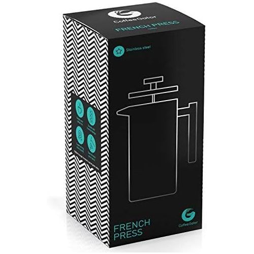  [아마존 핫딜]  [아마존핫딜]Coffee Gator French Press Coffee Maker - Less Sediment, Hotter-for-Longer Thermal Brewer - Plus Travel Jar - Large Capacity, Double-Wall Insulated Stainless Steel - 34 Ounce - Silv