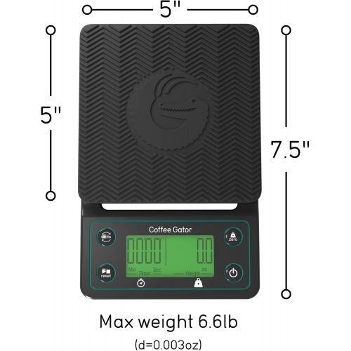  Coffee Gator Digitale Kaffeewaage mit Timer  Grosses, helles LCD-Display  Multifunktionswaage fuer die Zubereitung von Kaffee, Speisen, Getranken und dem allgemeinen Gebrauch in de