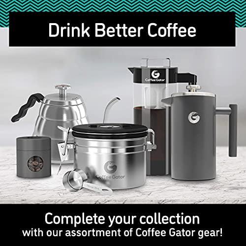  Coffee Gator French Press Kaffeemaschine  Heisser-fuer-langer Thermobrueher mit weniger Ablagerungen  Plus Behalter  Grosses Fassungsvermoegen, doppelwandig isoliert  Edelstahl  1