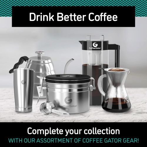  Coffee Gator Pour Over Kaffeebrueher  Mehr Geschmack mit einem papierlosen Edelstahlfilter und einer Glaskaraffe  Manueller Drip Kaffeebereiter  400 ml